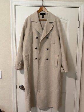 Barneys New York x Forever 21 men’s Cream Double-Breasted Long Coat L